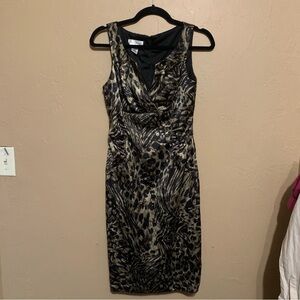 London Style Silver and Black Ruched Sheath‎ Midi Dress